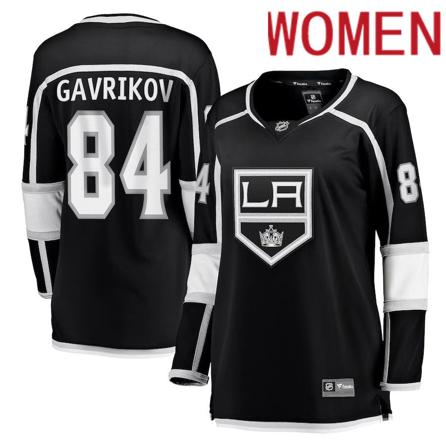 Women Los Angeles Kings 84 Vladislav Gavrikov Fanatics Branded Black Home Breakaway NHL Jersey